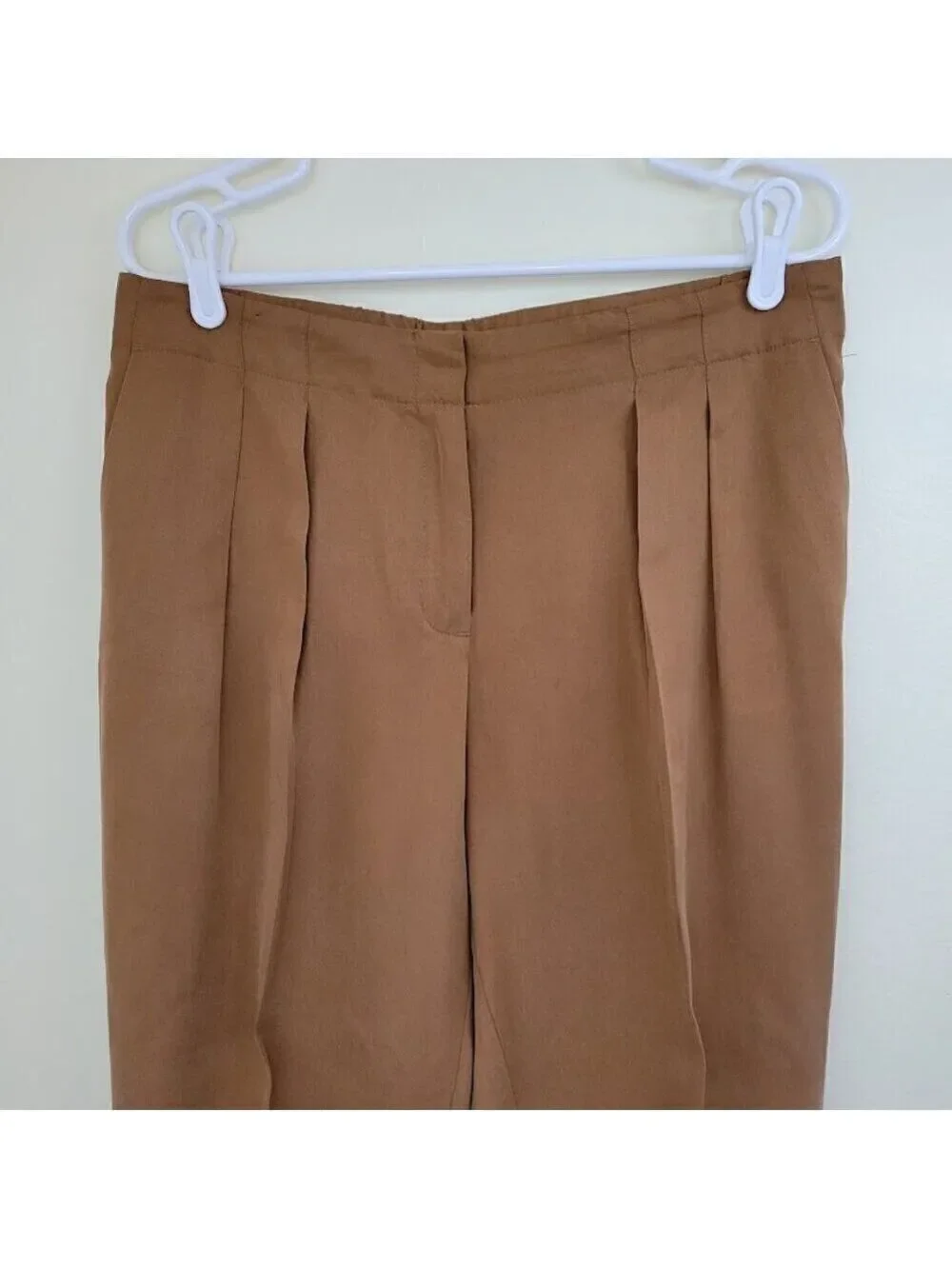 Chico's Front Pleated Skimmer Ankle Pants Tencel Brown Lightweight Flowy Size 10